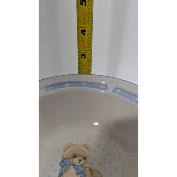 Tienshan Stoneware Teddy Bear Blue Floral Rim Childs Bowl - Picture 9 of 11